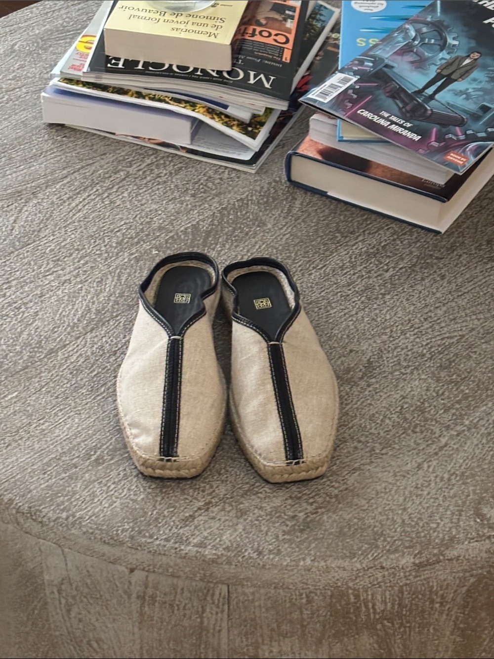 TOTEME Leather-Trimmed Canvas Espadrille Mules Size 35 - Picture 5 of 5